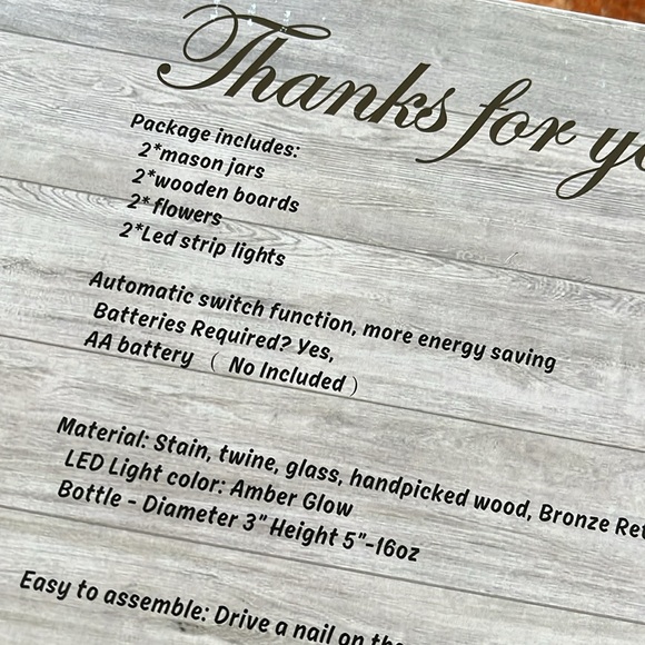 Brand New Rustic Wood Wall Sconces Set Mason Jar LED Fairy Lights Remote Control - Picture 11 of 14